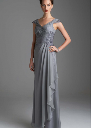 Cap Sleeves Lace Chiffon Long Mother Dress